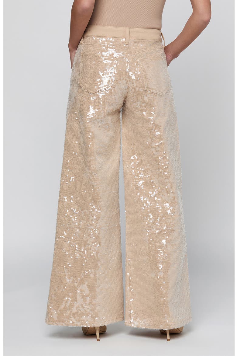 Quincy Wide Leg Sequin Pants, Alternate, color, LIGHT ALMOND
