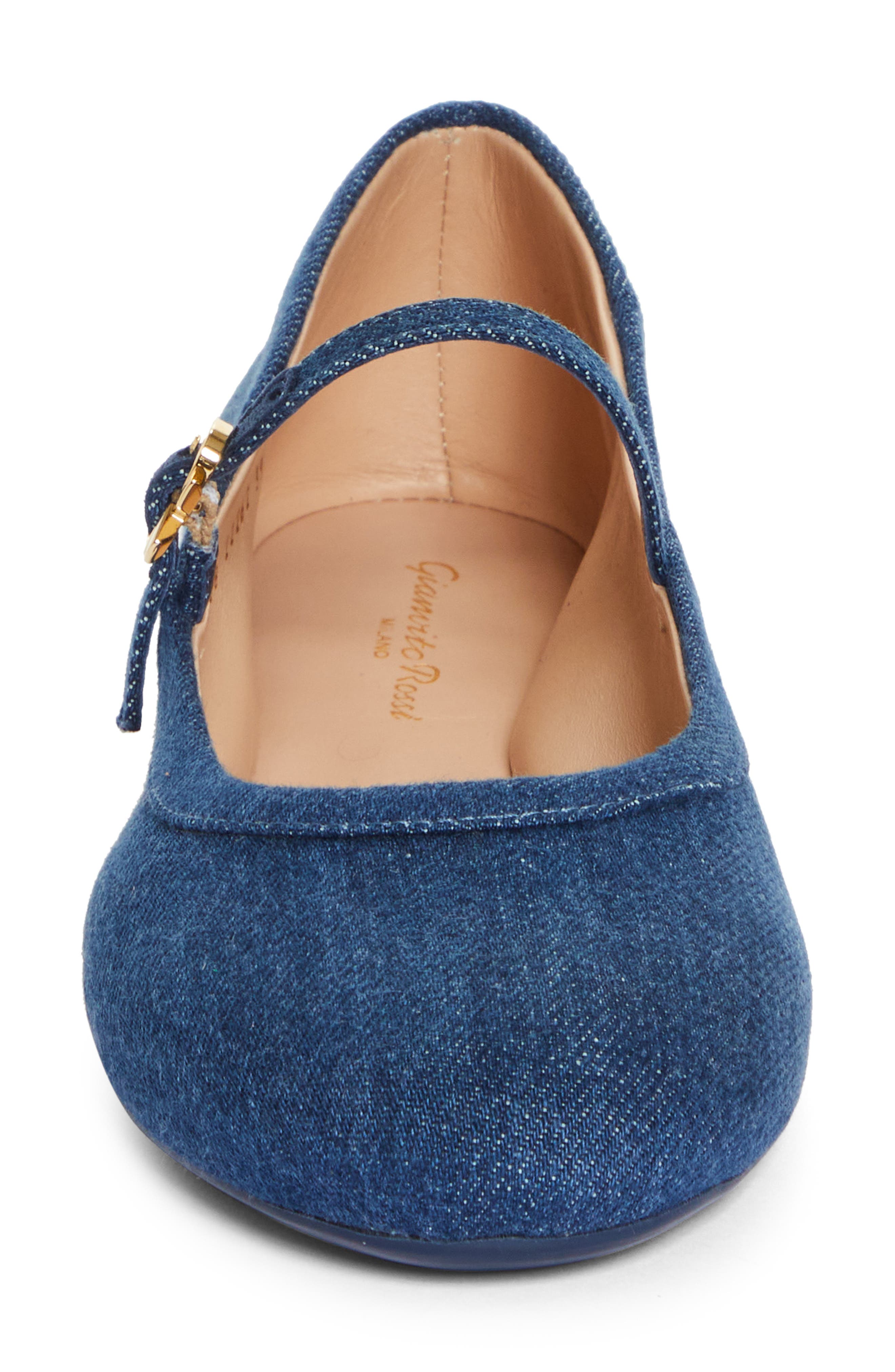 Gianvito Rossi Denim Mary Jane Flat, Alternate, color, 