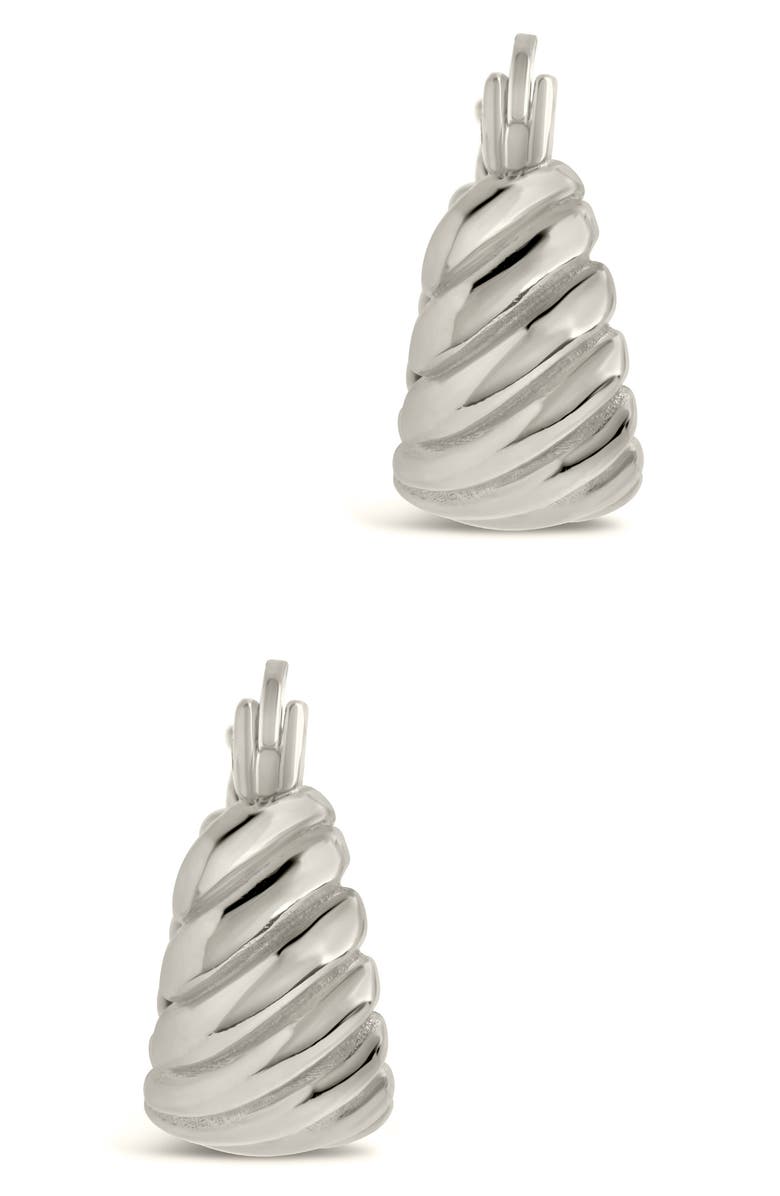 Sterling Forever Croissant Dome Hoop Earrings, Alternate, color, Silver