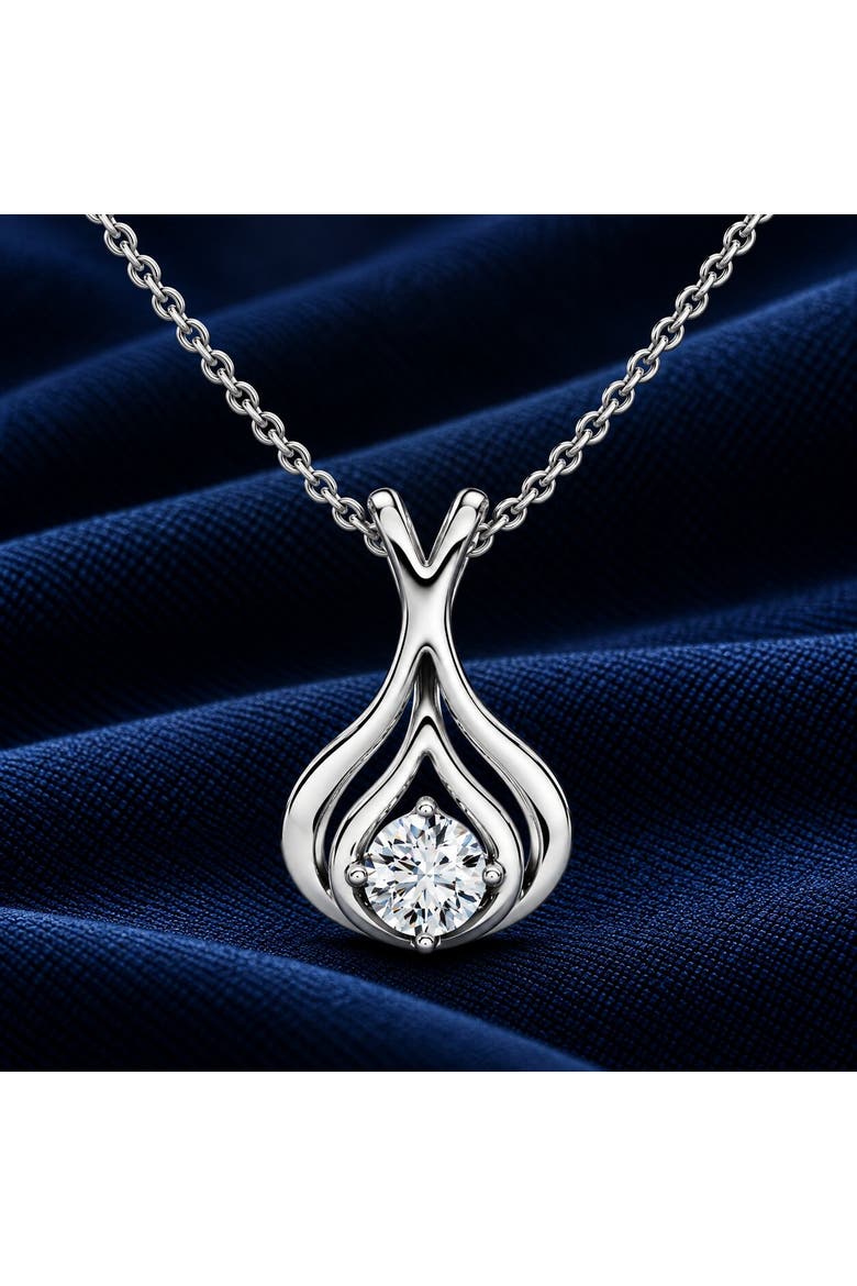 1/5Ct Solitaire Lotus Diamond Pendant 14k Gold 18" Necklace Lab Grown, Alternate, color, Yellow Gold