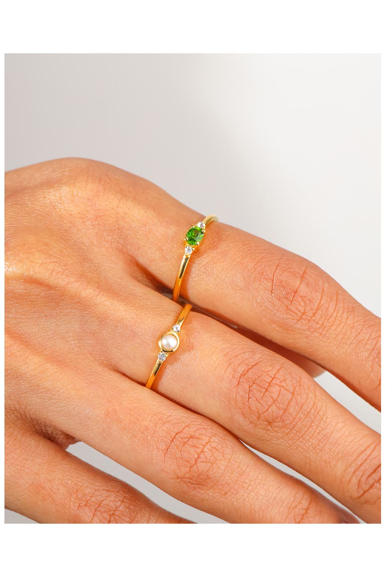 Set of 2 Freshwater Pearl & Chrome Diopside Rings, Alternate, color, GREEN