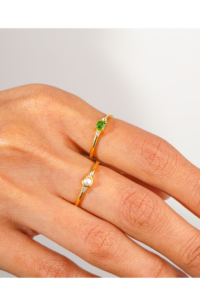 YS GEMS Set of 2 Freshwater Pearl & Chrome Diopside Rings, Alternate, color, Green