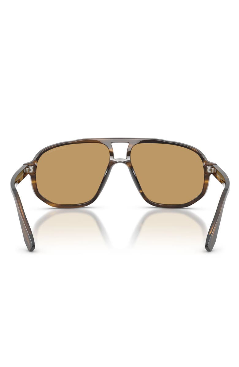 Emporio Armani 57mm Pilot Sunglasses, Alternate, color, Striped Dark Green / Brown