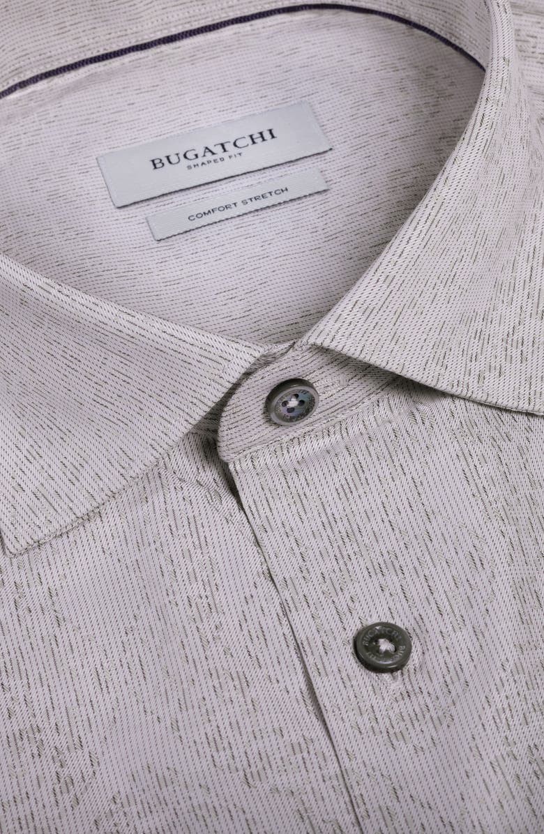 Bugatchi Axel Shaped Fit Stretch Cotton Button-Up Shirt, Alternate, color, Khaki