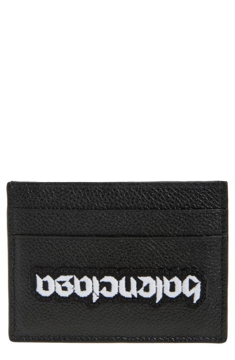 Upside Down Logo Leather Card Holder