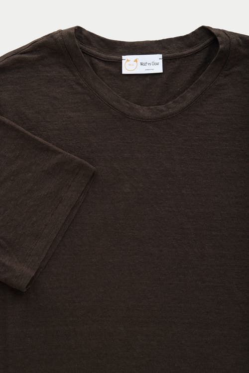 Wolf Vs. Goat (wvg) Short Sleeve Linen Crew Neck Tee In Brown