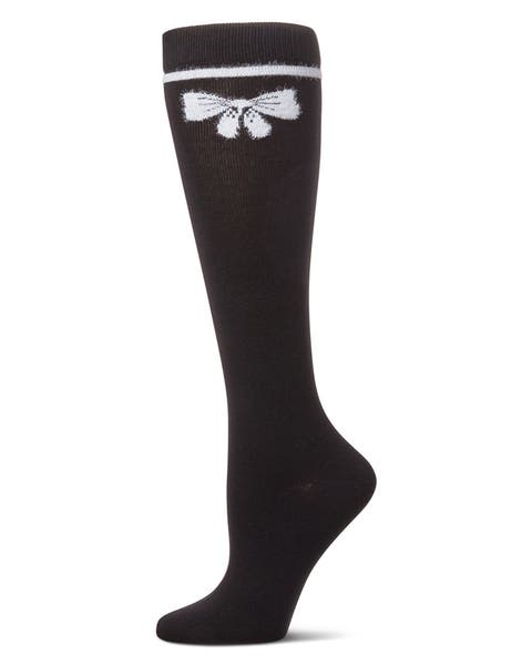 Fuzzy Bow Knee High Socks (Big Kid)