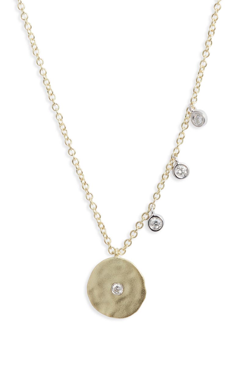 Meira T Hammered Disc Diamond Pendant Necklace, Main, color, Yellow Gold
