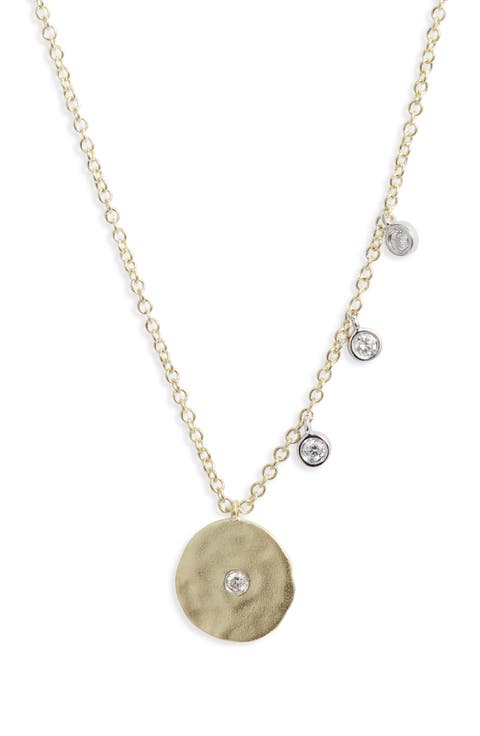 Hammered Disc Diamond Pendant Necklace