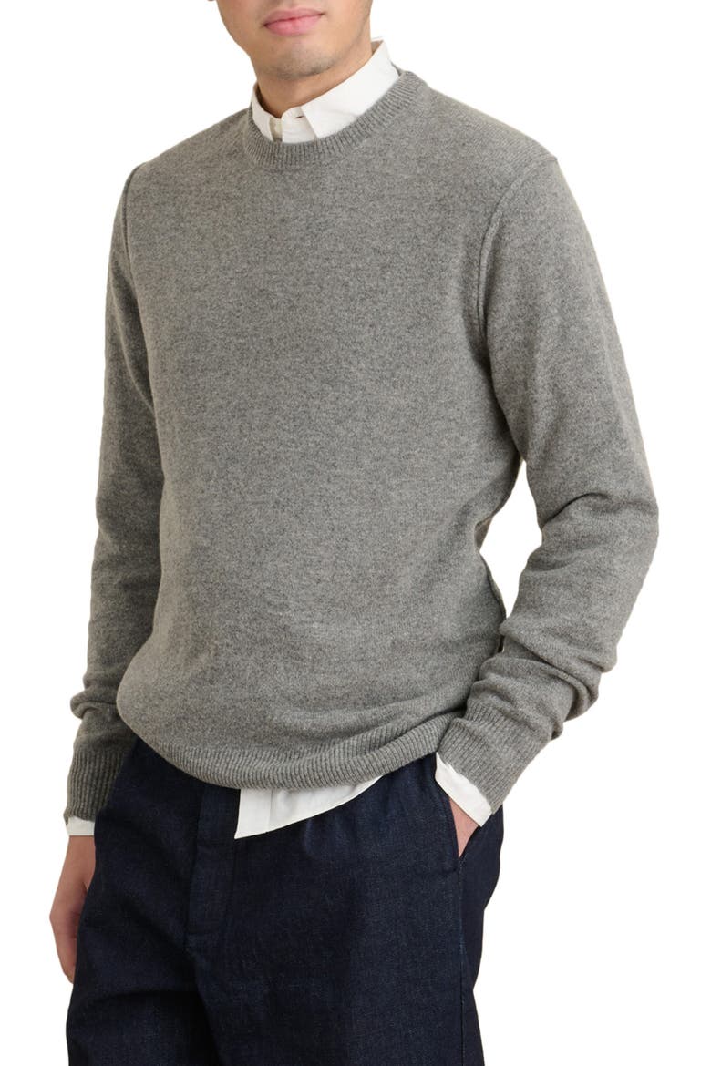 Merino Wool Crewneck Sweater, Main, color, HEATHER GREY