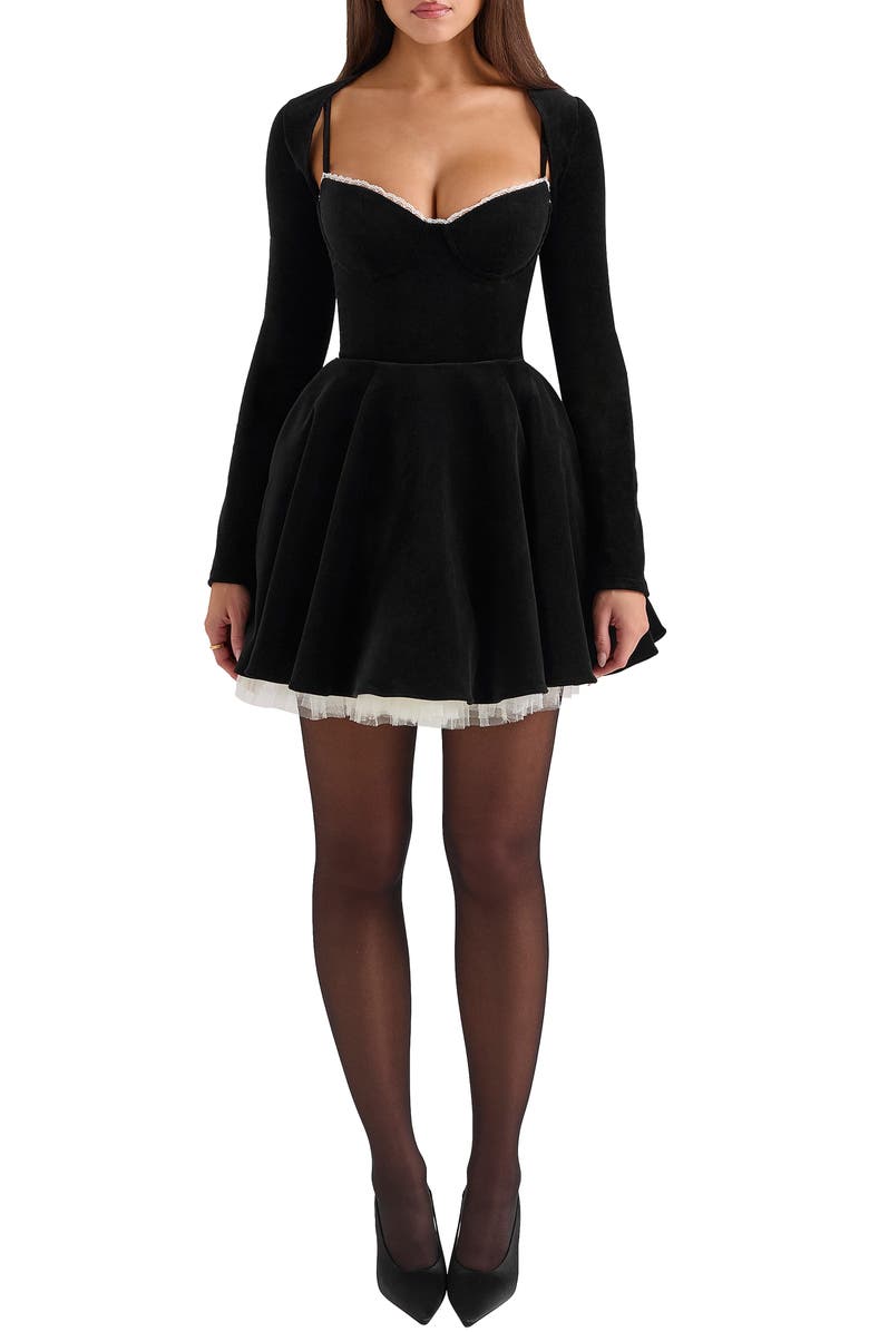 HOUSE OF CB Harmony Velvet Bolero, Main, color, Black