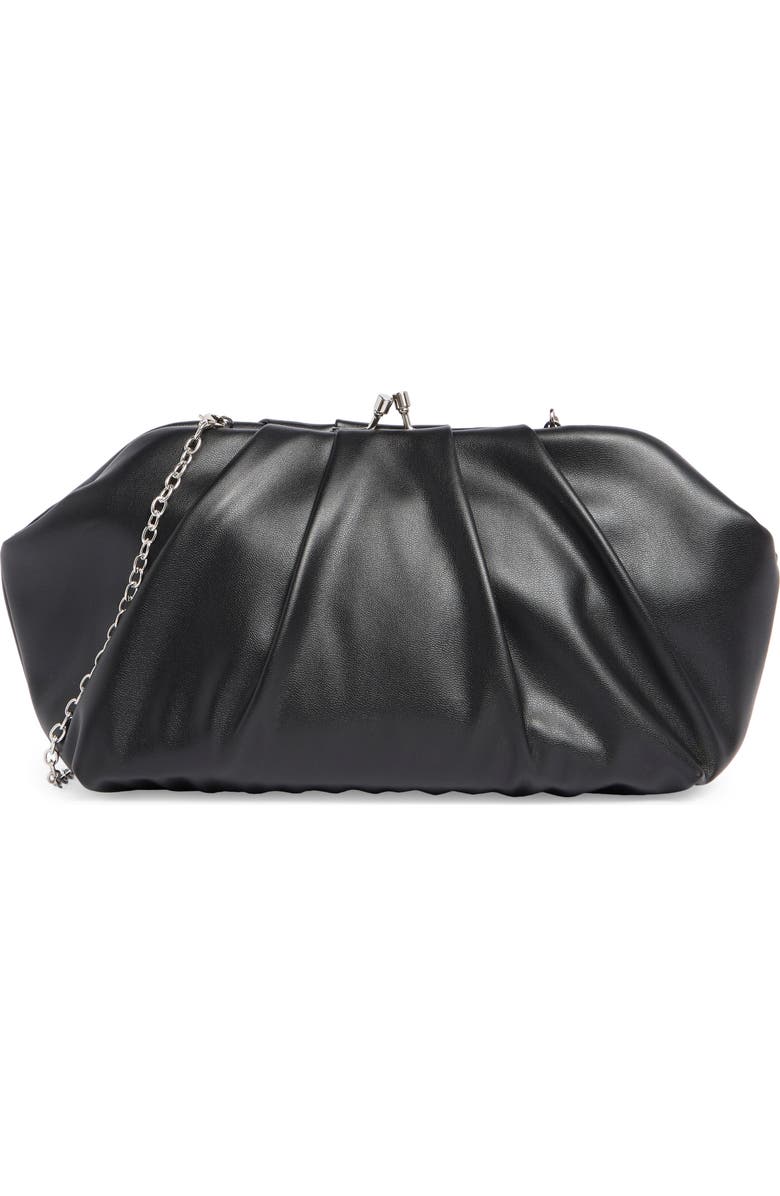BCBG Pleated Frame Clutch, Main, color, Black