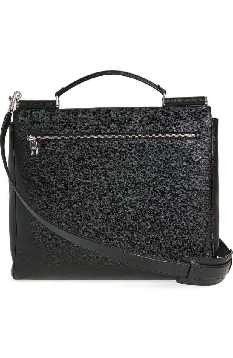 Dolce&Gabbana Sicily Alpina Leather Messenger Bag, Alternate, color, 80999 Nero