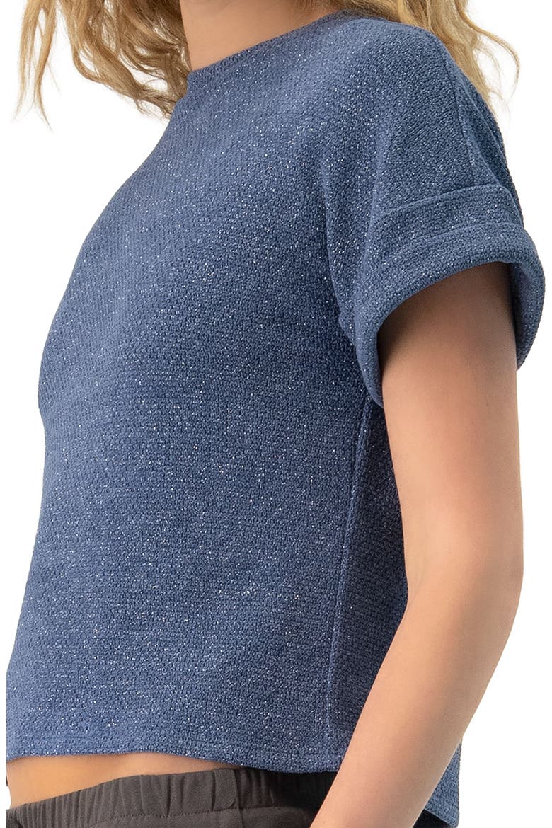 Straight Knit Blouse with Crew Neck, Alternate, color, Blue