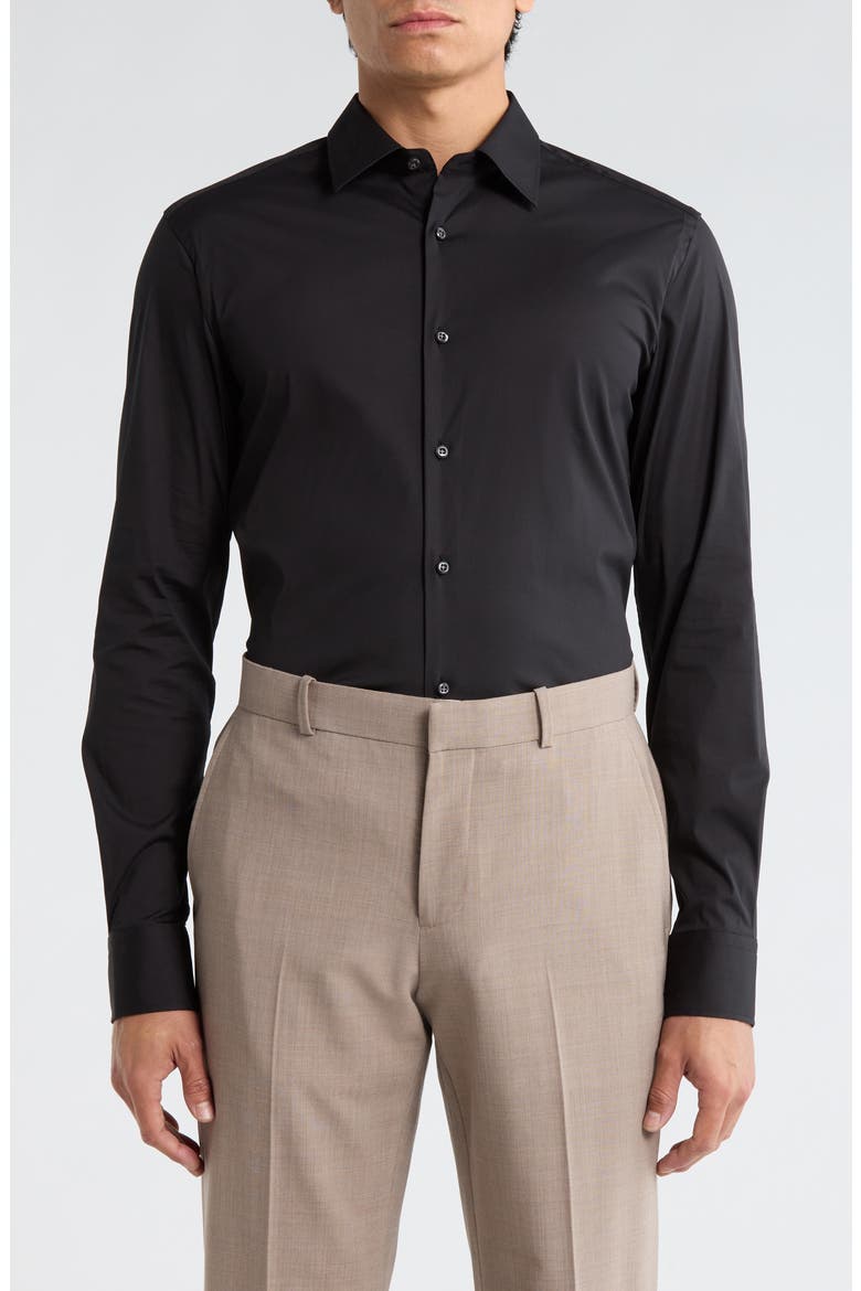 Hays Slim Fit Stripe Stretch Cotton Dress Shirt, Main, color, BLACK