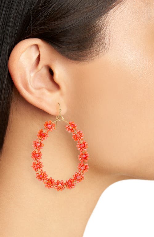 Cara Crystal Leaf Drop Earrings In Orange