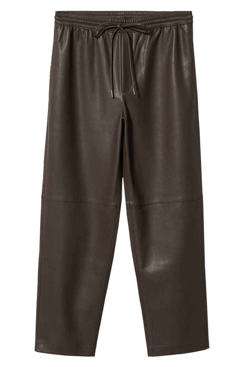 Faux Leather Straight Leg Pants, Alternate, color, MEDIUM BROWN