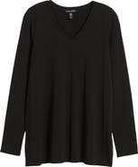 Eileen Fisher Long Sleeve V-Neck Tunic Top