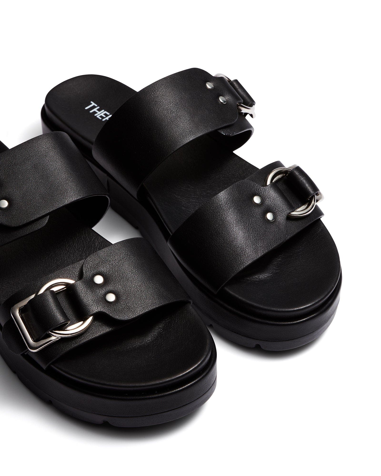 Litmus Open Round Toe Sandal, Alternate, color, Black Pu