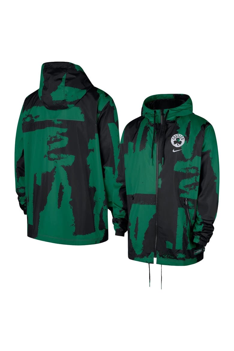 Men's Nike  Black/Kelly Green Boston Celtics Courtside Club Premium Woven Full-Zip Hooded Jacket, Main, color, Black
