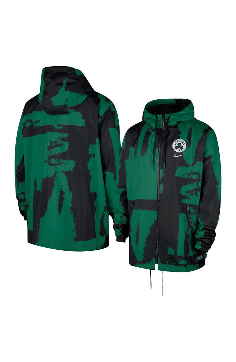 Nike Men's Nike  Black/Kelly Green Boston Celtics Courtside Club Premium Woven Full-Zip Hooded Jacket, Main, color, Black