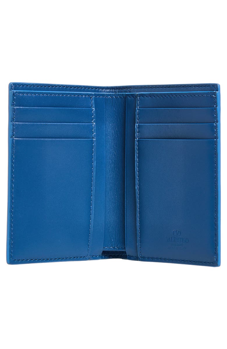 Valentino VLOGO Signature Stripe Leather Bifold Wallet, Alternate, color, Marine/ Light Ivory