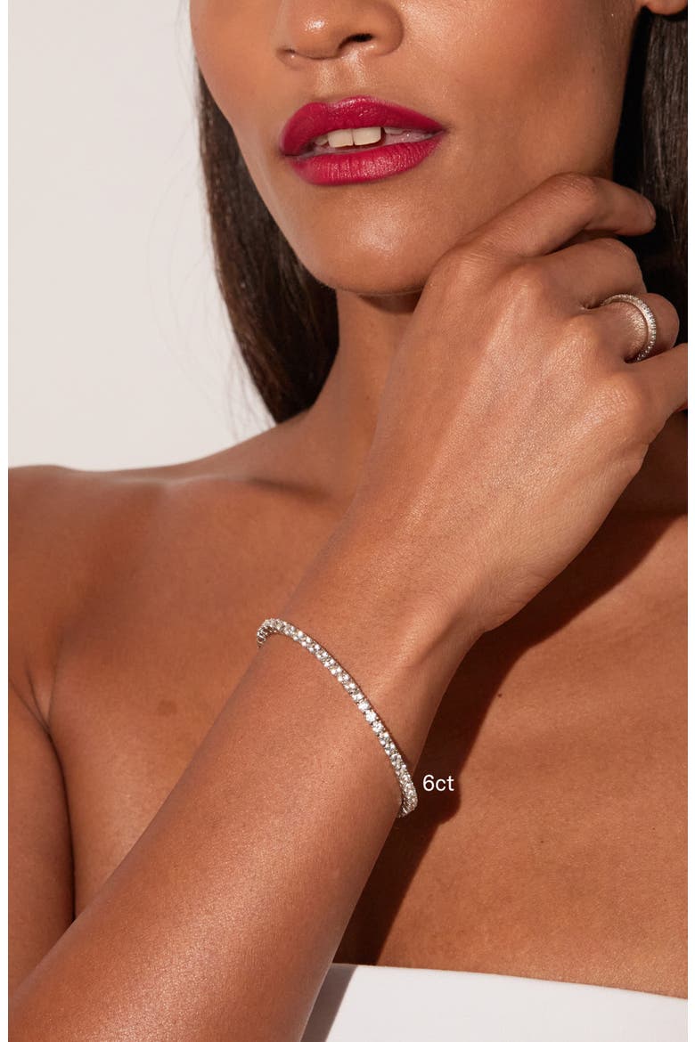 Lab Grown 6ct White Sapphire Tennis Bracelet, Alternate, color, White Gold Vermeil