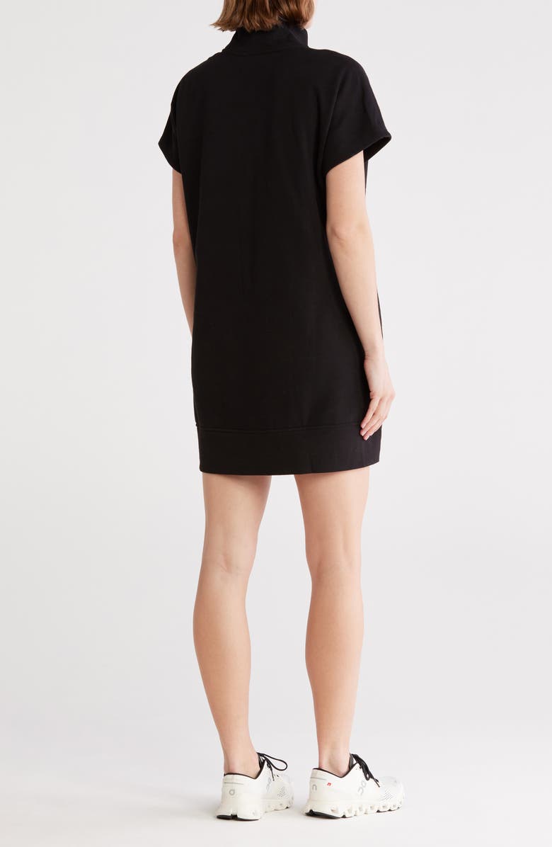 DKNY Logo Half Zip A-Line Dress, Alternate, color, Black