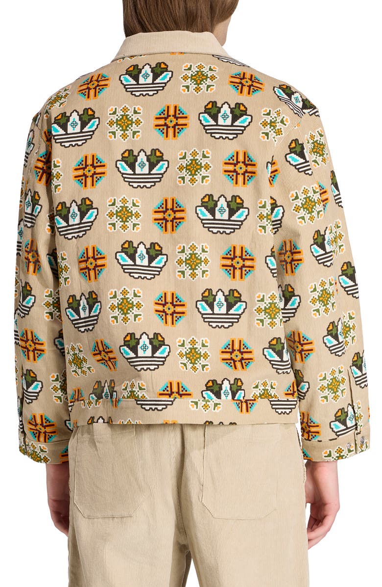 adidas Monogram Print Relaxed Fit Corduroy Coach Jacket, Alternate, color, 