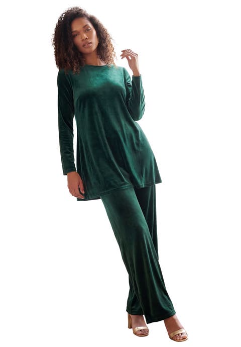 Velour Three Quarter Sleeve Swing Tunic