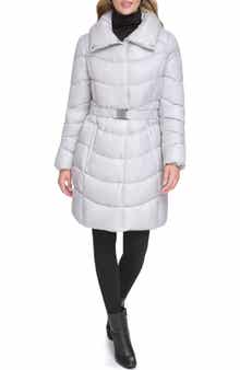 Kenneth Cole New York Cire Belted Funnel Neck Puffer Jacket