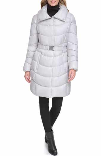 Kenneth Cole New York Cire Belted Funnel Neck Puffer Jacket