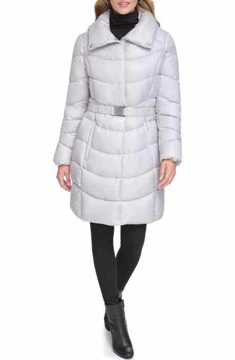 Kenneth Cole New York Cire Belted Funnel Neck Puffer Jacket