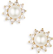 Kate Spade New York imitation pearl & crystal halo stud earrings