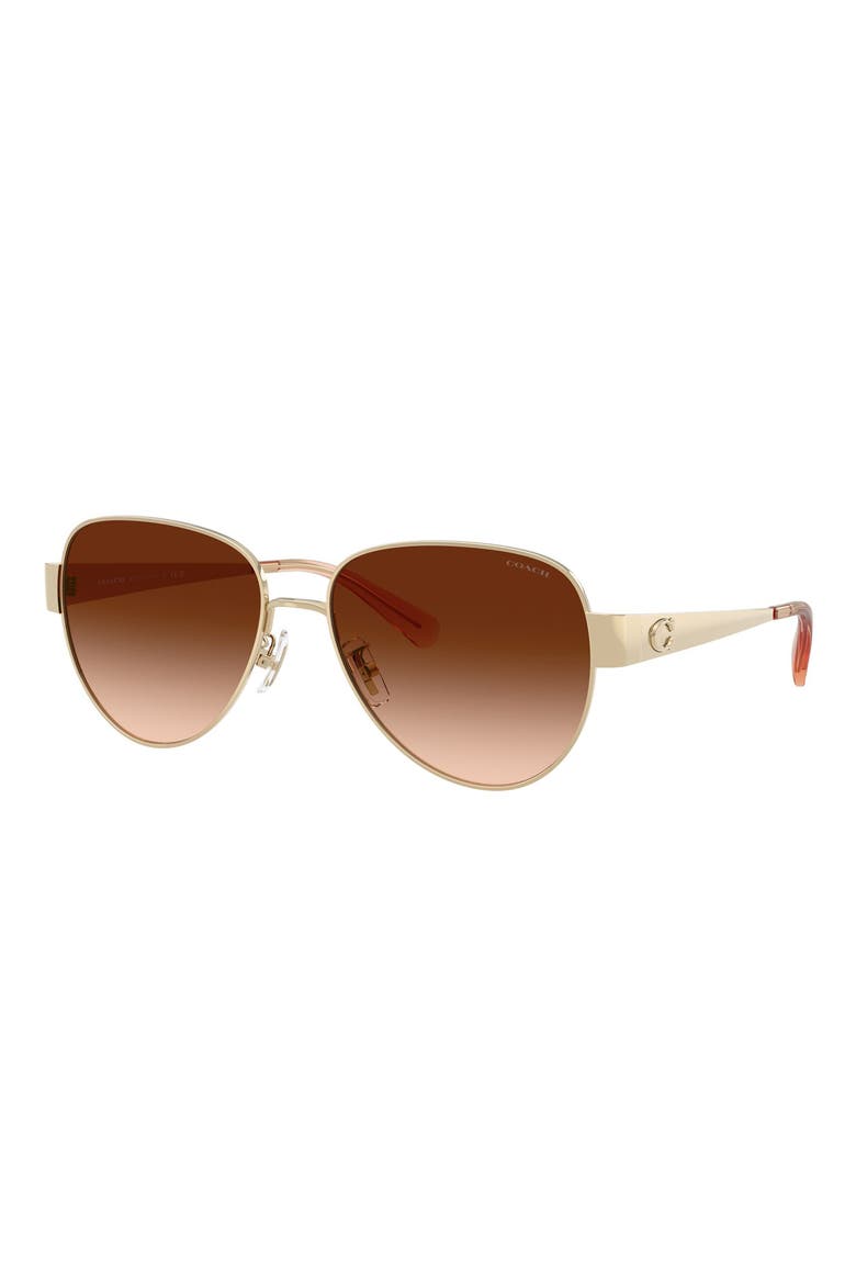 57mm Gradient Pilot Sunglasses, Alternate, color, LIGHT GOLD / BROWN GRADIENT