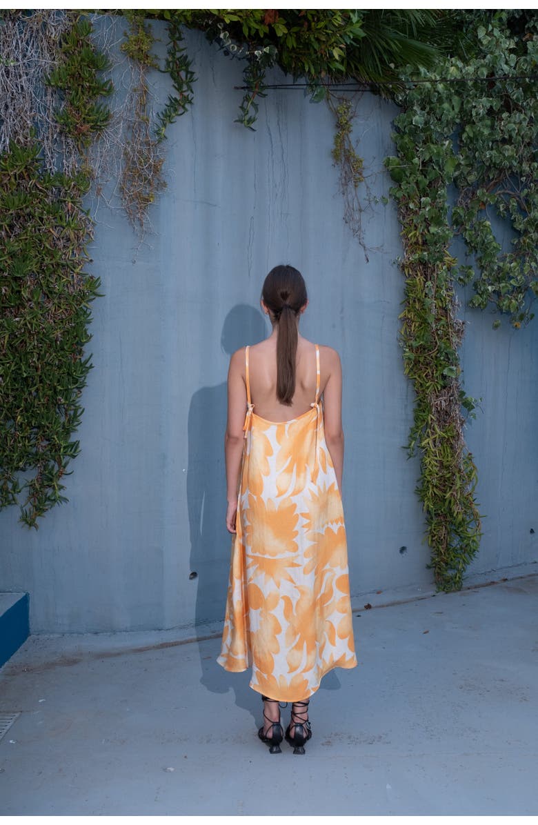 Untitled in Motion Aleah Lightweight Printed Tie-Strap Midi Dress, Alternate, color, Facula Saffron