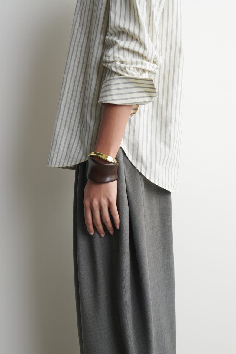 Curved Wooden Cuff, Alternate, color, WALNUT