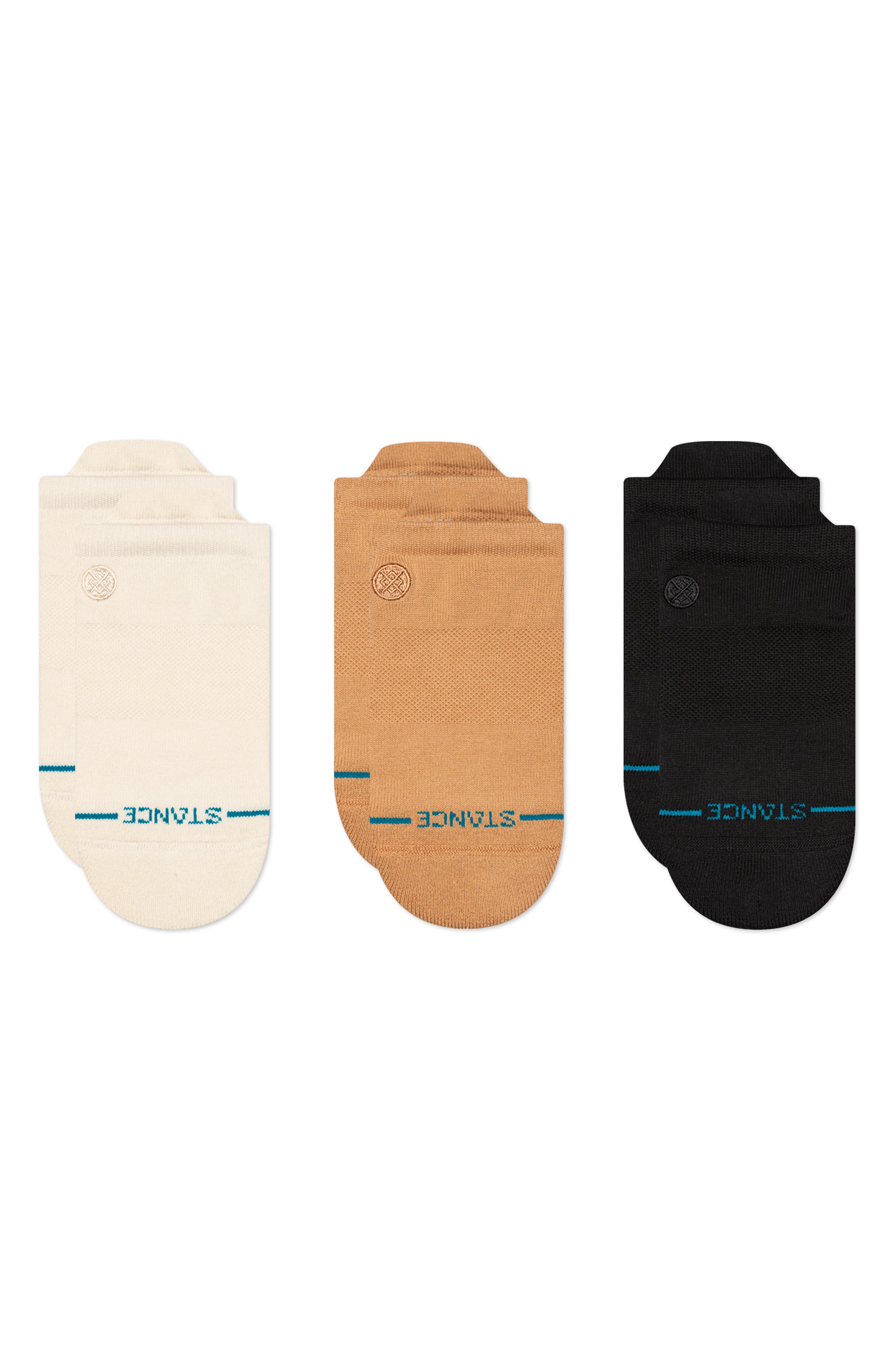 Stance Icon Assorted 3-Pack Low Tab No-Show Socks in Canvas 