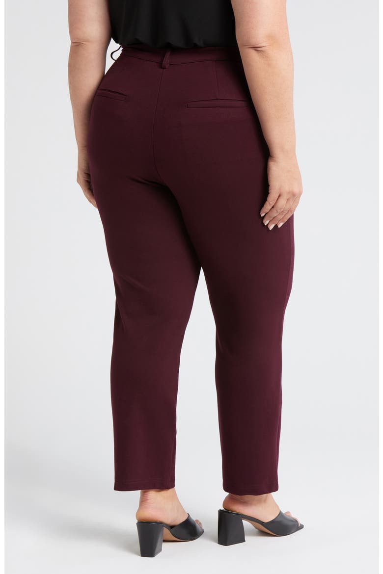 High Waist Stretch Ponte Cigarette Pants, Alternate, color, BLACK CHERRY