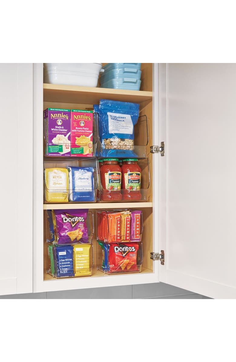 iDesign Stackable Open-Front Storage Bin, Set of 3, Clear, Made in USA, Alternate, color, Clear