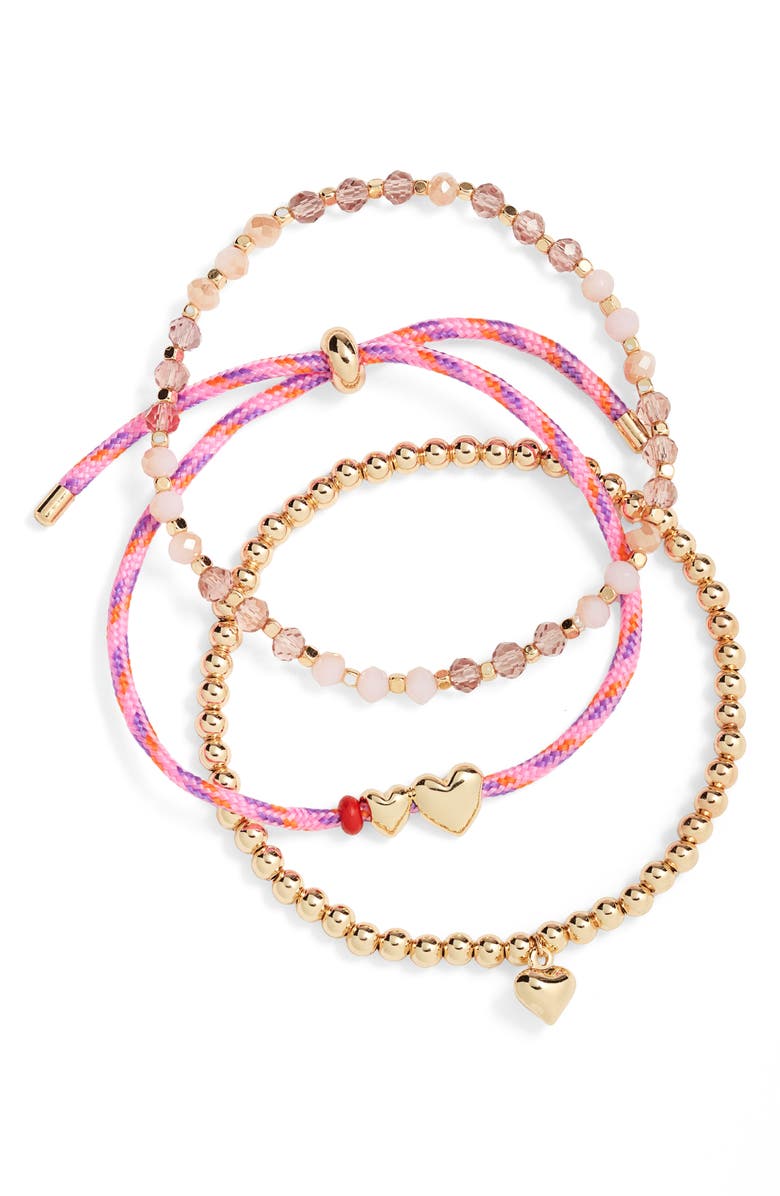 Chelsea28 Assorted 3-Pack Beaded Bracelets, Alternate, color, Pink Multi- Gold