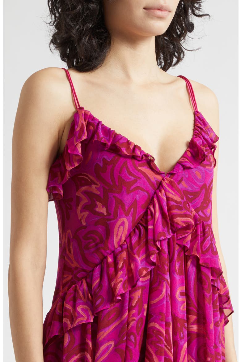 Anahi Paisley Bloom Ruffle Maxi Dress, Alternate, color, PURPLE GARNET MULTI