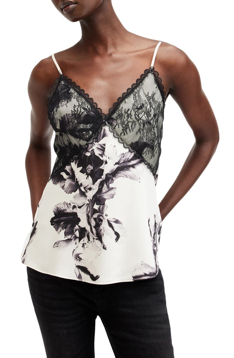 AllSaints Immy Floral Lace Detail Camisole, Main, color, 