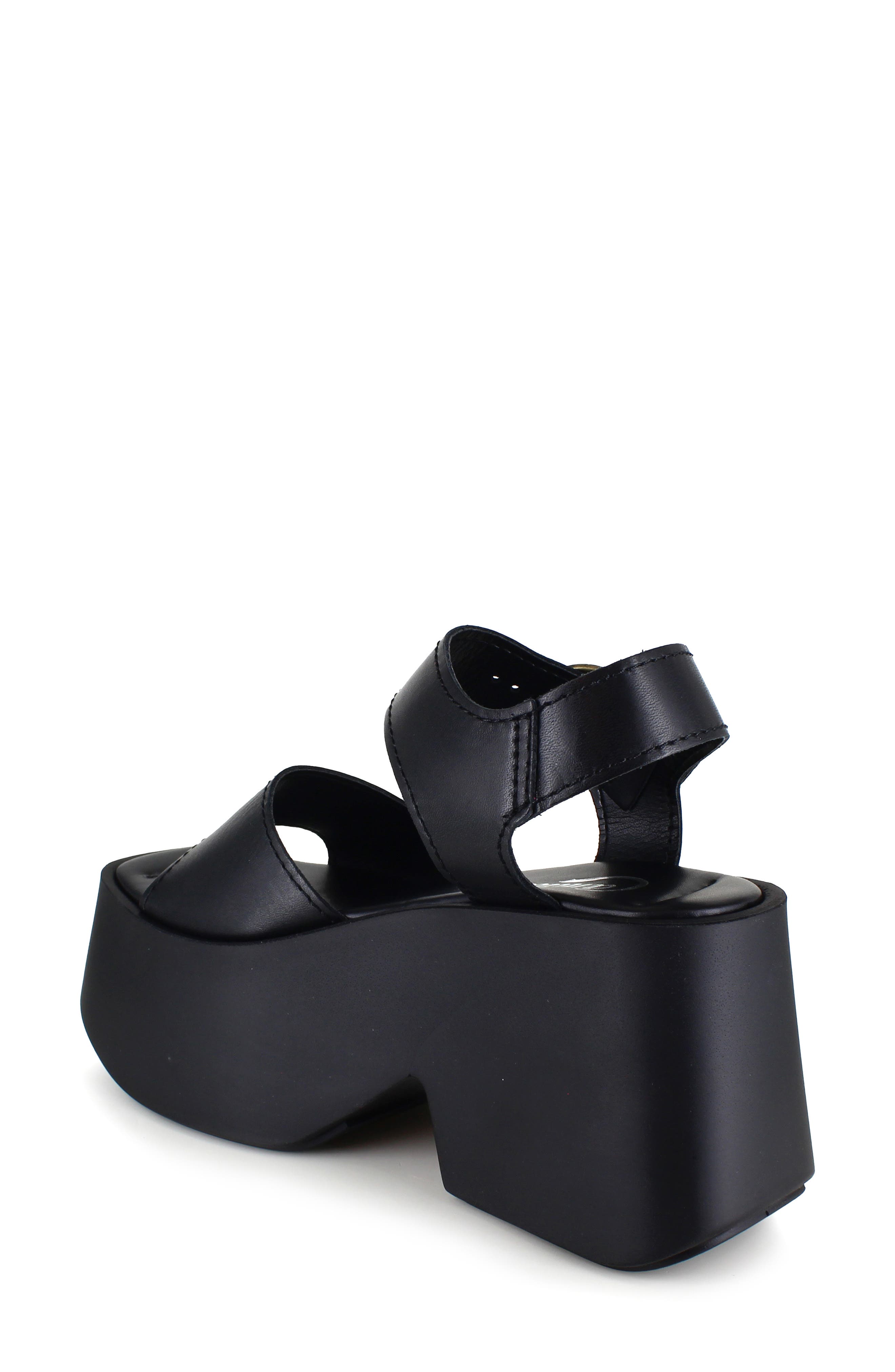 Candie's Anna Ankle Strap Platform Sandal, Alternate, color, Black Leather