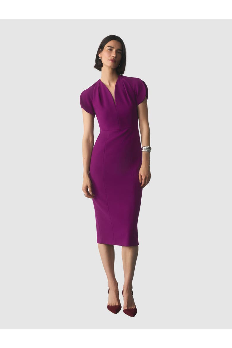 Paola Sculpt Stretch Crepe Dress, Main, color, Purple
