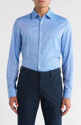 Duchamp Slim Fit Textured Stretch Cotton Dress Shirt