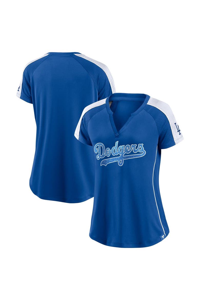 Women's Fanatics Branded Royal/White Los Angeles Dodgers True Classic League Diva Pinstripe Raglan V-Neck T-Shirt, Alternate, color, Royal