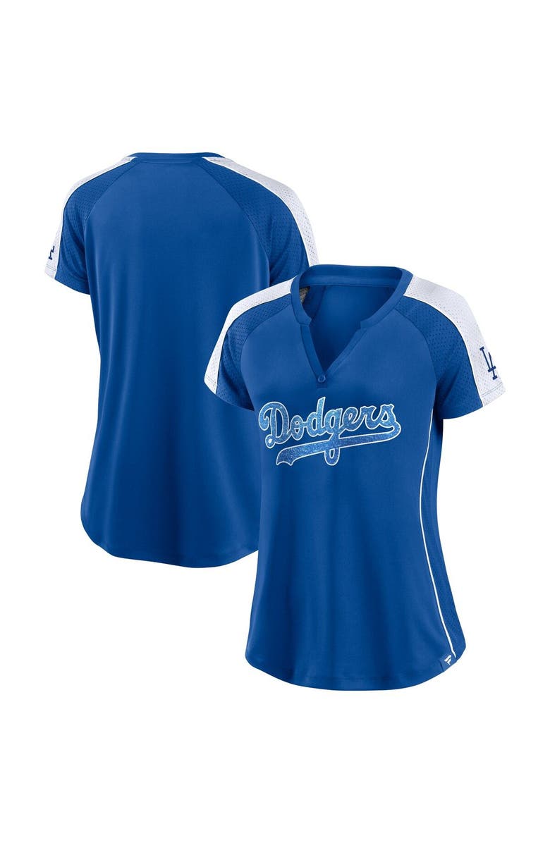 FANATICS Women's Fanatics Branded Royal/White Los Angeles Dodgers True Classic League Diva Pinstripe Raglan V-Neck T-Shirt, Alternate, color, 
