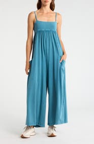 Free People FP Movement Hot Shot Strappy Stretch Cotton Jumpsuit