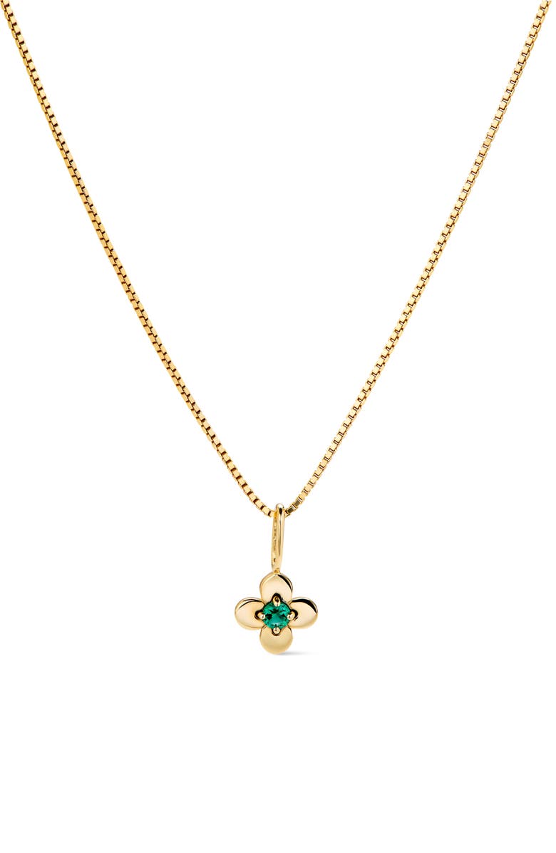 Ana Luisa Gold Pendant Necklace - Emerald Flower Charm Necklace, Main, color, Gold